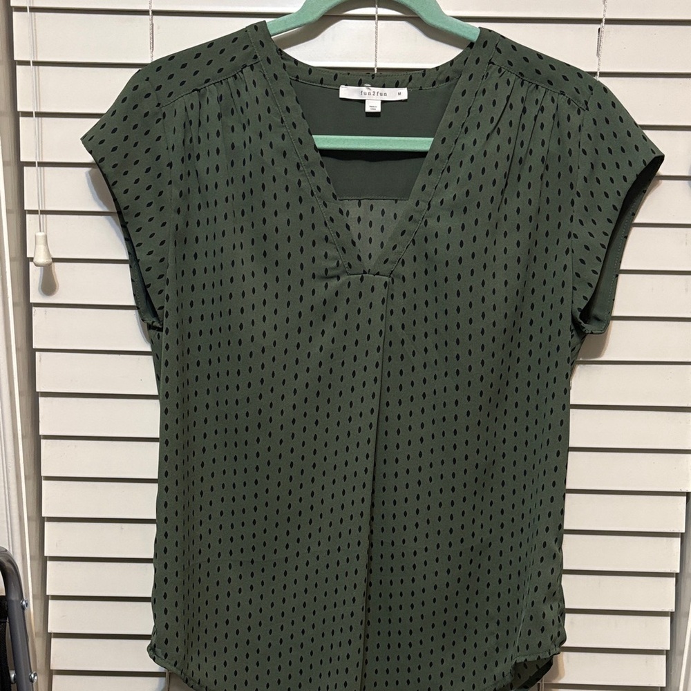 Fun 2 Fun Green Dotted Blouse